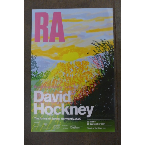 297 - A David Hockney Royal Academy exhibition poster, The Arrival of Spring, 2020, 20 x 30