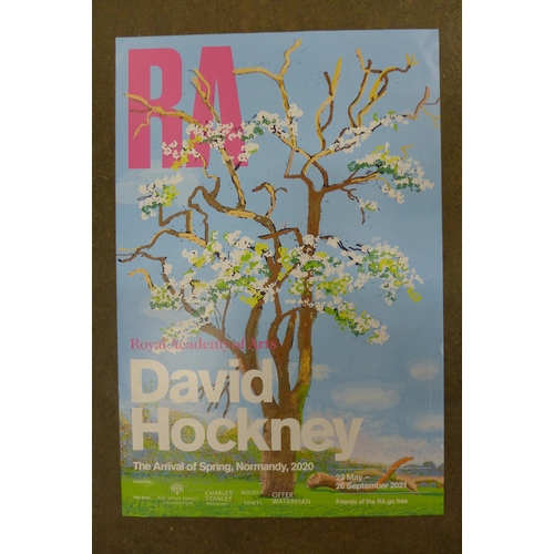 298 - A David Hockney Royal Academy exhibition poster, The Arrival of Spring, 2020, 20 x 30