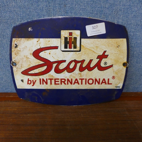 327 - An enamelled metal Scout by International advertising sign