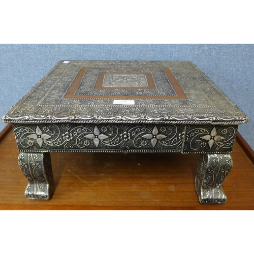 331 - A small Indian white metal serving table