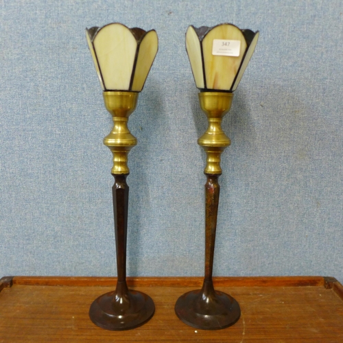 347 - A pair of Tiffany style table lamps