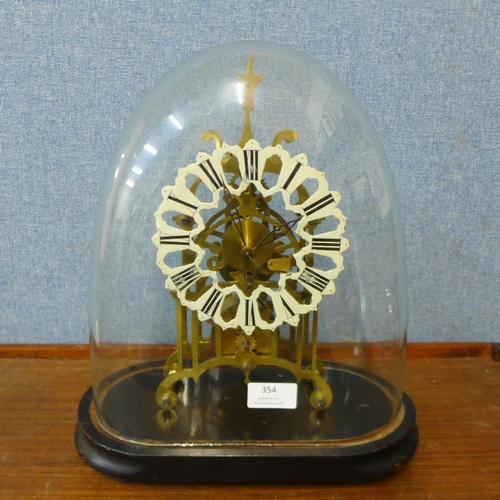 354 - A brass fusee skeleton clock