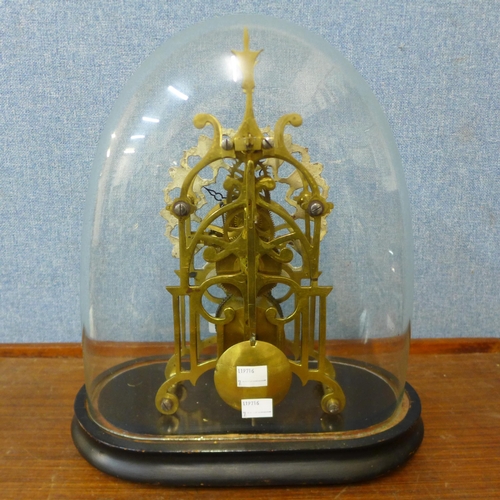 354 - A brass fusee skeleton clock