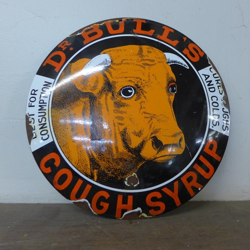 362 - An enamelled metal Dr. Bulls Cough Syrup circular advertising sign