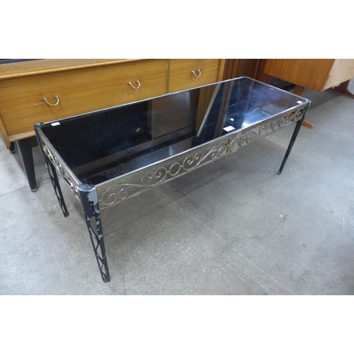 45 - An Italian brass and glass topped rectangular coffee table