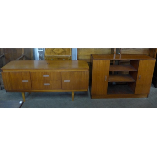 60C - A teak sideboard and a bookcase