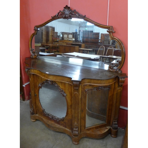 71 - A Victorian figured walnut mirrorback credenza