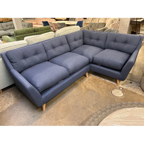 1475 - A navy blue upholstered RHF corner sofa