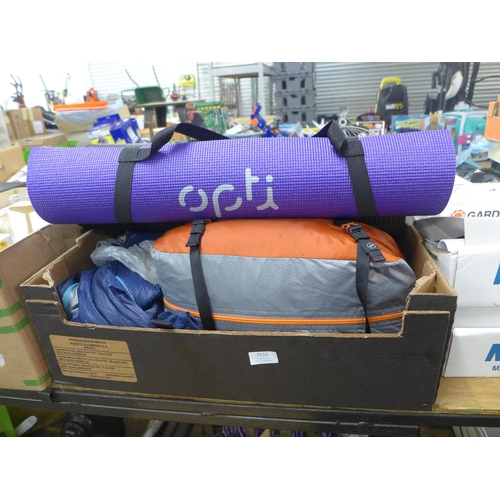 2511 - A quantity of camping equipment including a Decathlon Forclaz 2-man tent, a Forclaz 700 Ultra Compac... 