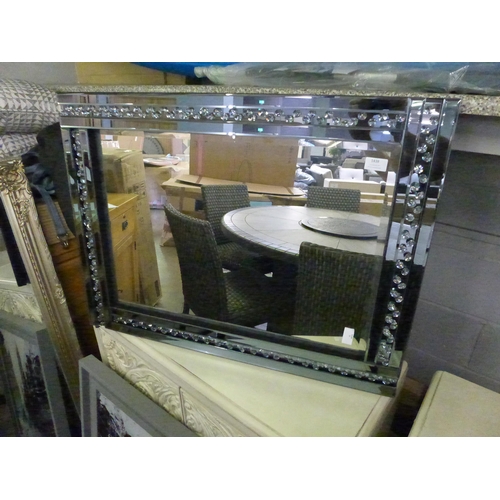 1491 - A modern wall mirror edged with glass crystals, 120 x 80cms (GLITZ80X12030)   #