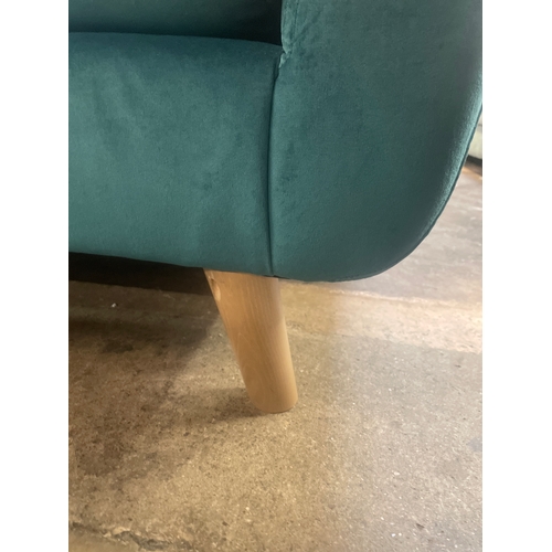 1346 - A turquoise velvet upholstered corner sofa