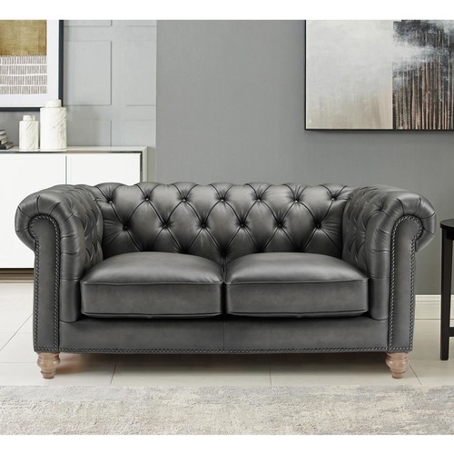 1482 - Allington Two Seater Grey Leather Sofa, original RRP £1416.66 + VAT (4190-43) * This lot is subject ... 