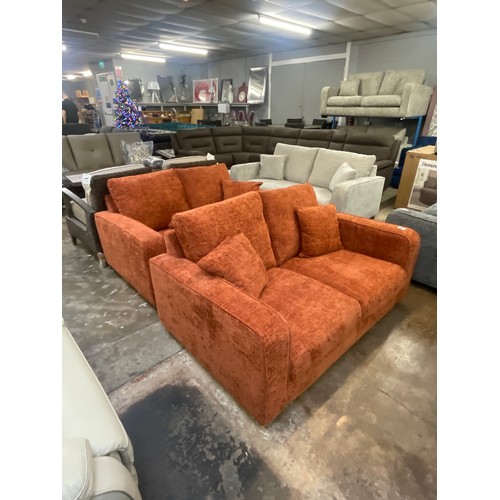 1500 - A Shada Hopsack pair of copper two seater sofas RRP £1698