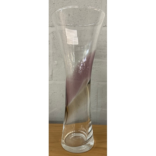 1318 - A Dartington Crystal florbundance vase with purple strip