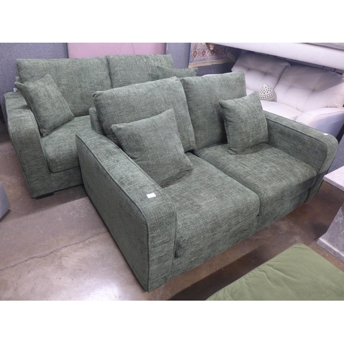 1335 - A pair of Shada Hopsack green upholstered two seater sofas RRP £1698