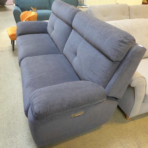 1368 - A midnight blue upholstered dual electric reclining sofa RRP £1799