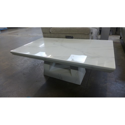 1369 - A white marble effect coffee table
