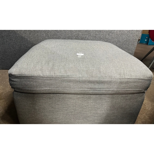 1414 - A mid-grey upholstered cushion-topped footstool