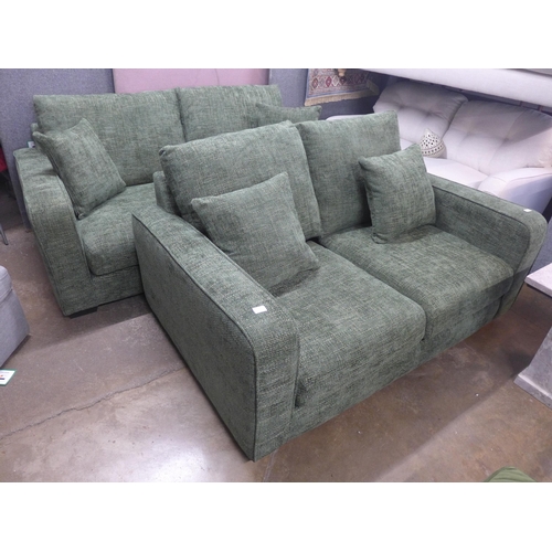 1416 - A Shada Hopsack green pair of two and three seater sofas RRP £1798