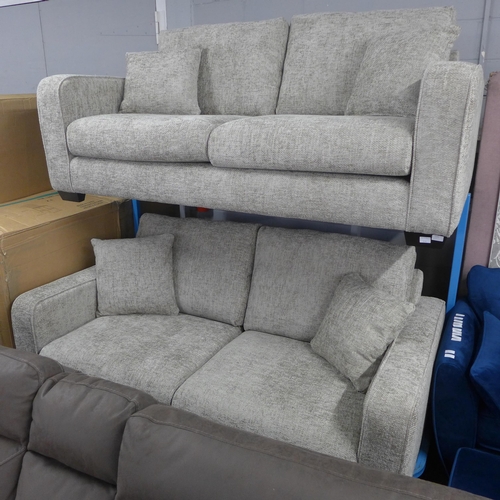 1433 - A Shada Hopsack concrete pair of three seater sofas RRP £1898