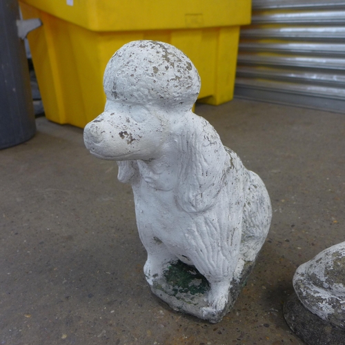 2251 - 3 Stone dog garden ornaments