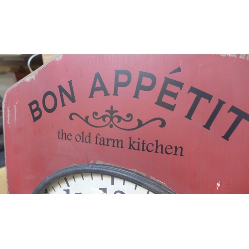 1475 - A 'Bon Appetit' antique effect wall clock