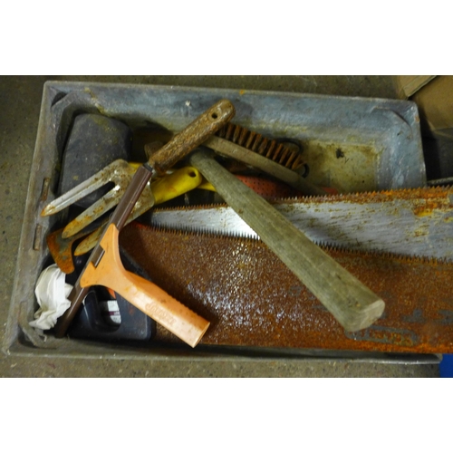 2371 - A quantity of assorted tools including mitre saw, tool stand etc.