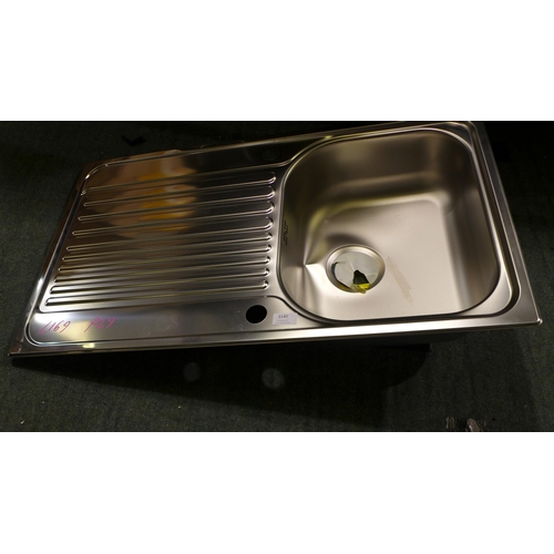 3373 - Metal Sink with Drainer (Dinted) (416-169) * This lot is subject to VAT