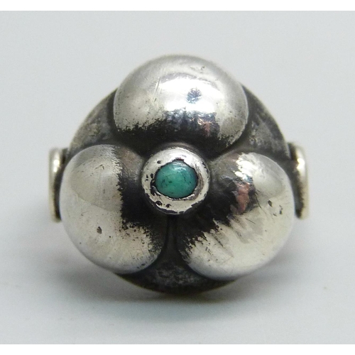 1057 - An Arts and Crafts silver ring, Polish marks on outer shank, J