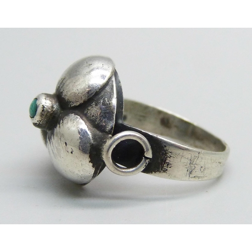 1057 - An Arts and Crafts silver ring, Polish marks on outer shank, J