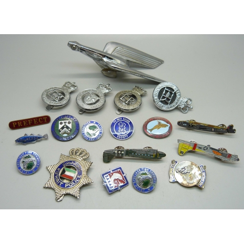 1071 - Assorted badges including Police and angling