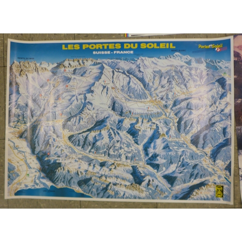 1082 - Seven large sports posters (A1) size); five winter sports and travel posters from the 1970s, a ski p... 