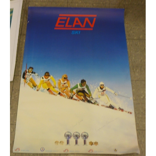 1082 - Seven large sports posters (A1) size); five winter sports and travel posters from the 1970s, a ski p... 