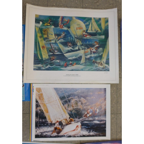 1082 - Seven large sports posters (A1) size); five winter sports and travel posters from the 1970s, a ski p... 