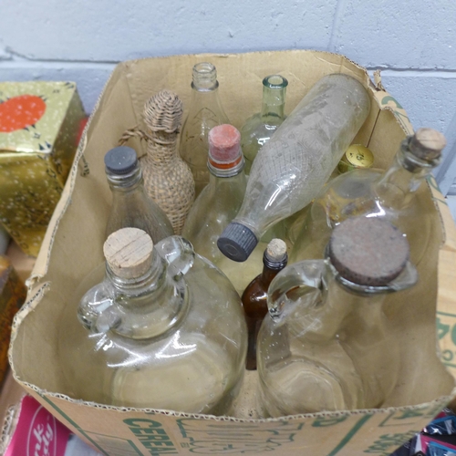 1097 - A collection of bottles, a box containing vintage books, a/f, a collection of buttons, etc. **PLEASE... 