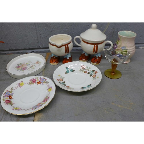 1108 - A collection of footed condiments/preserves, Richmond bone china plates, other decorative china and ... 