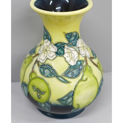 603 - A Moorcroft vase, Pears, 16cm, boxed