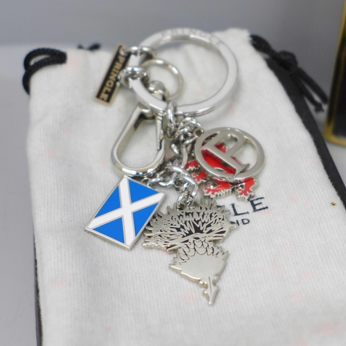 614 - Two Pringle key rings and four cameos by Peter Bates