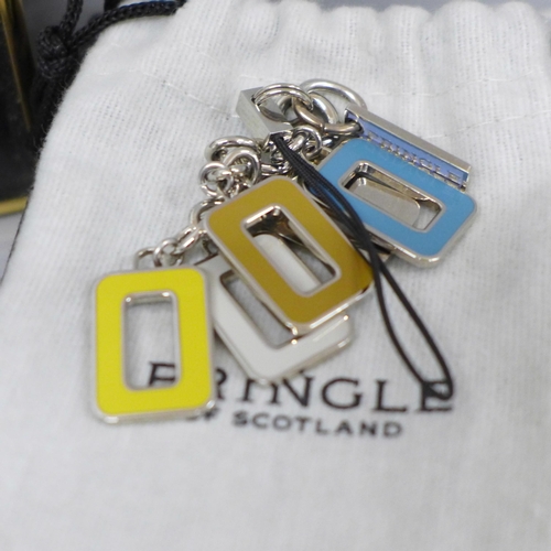614 - Two Pringle key rings and four cameos by Peter Bates