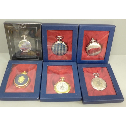 628 - Six pocket watches, boxed
