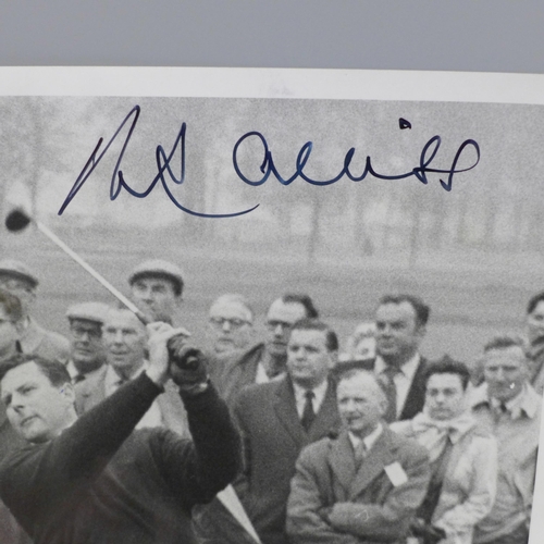 635 - Golf autographs, three signed photographs, Olazabal (colour with Ryder Cup), Peter Alliss, black and... 