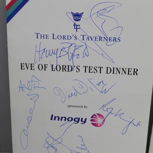 644 - Cricket autographs, two eve of Lord's Test Dinner Menus both from 24th July 2002, held at the London... 