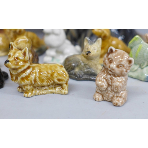 647 - A Beswick cat, a Sylvac dog and a collection of Wade Whimsies