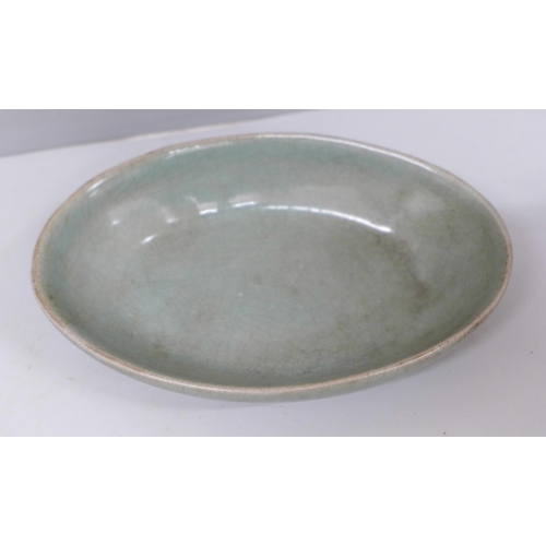 649 - An 18th Century Chinese celadon wash pen dish, 13.5cm