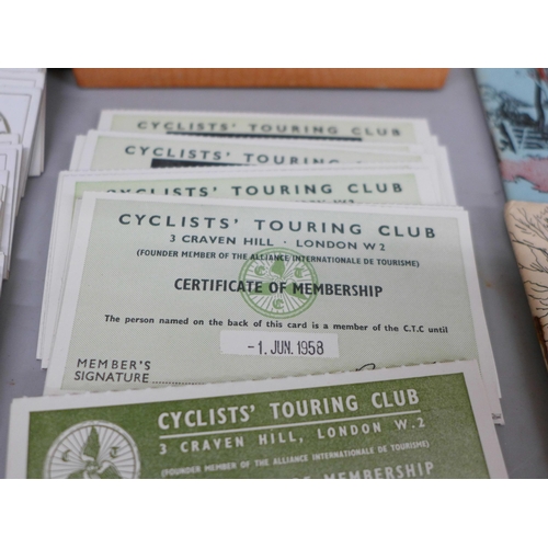 653 - C.T.C. membership cards from 1916 to 1976 and Route Books, no. 1-11, complete run