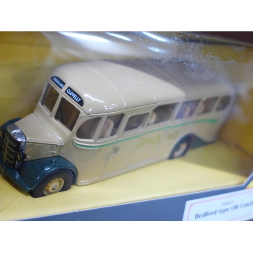 663 - Seven Corgi Classics Bedford Type OB coaches, all different liveries, boxed