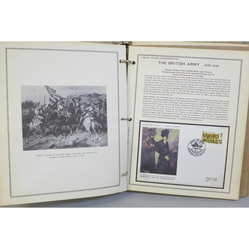 676 - Two albums of stamp covers, The British Army 1645-1945 volume one and two