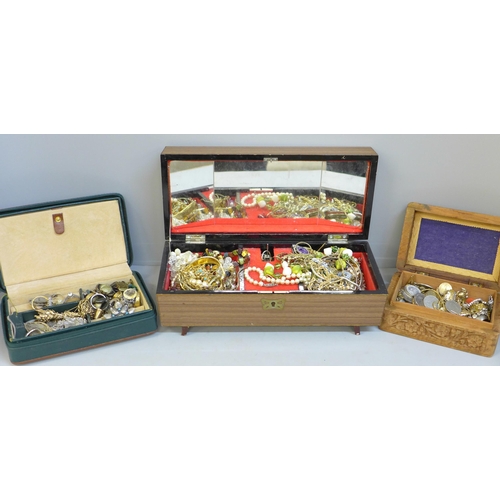 679 - Three boxes of costume jewellery