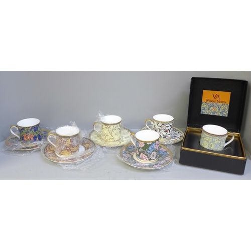 682 - A set of six Victoria and Albert Museum William Morris Collection bone china tea cups and saucers, b... 