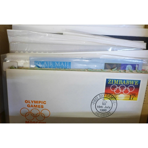 688 - Stamps; a box of stamps, covers, presentation packs, etc.